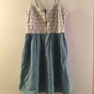 Lace/denim dress
